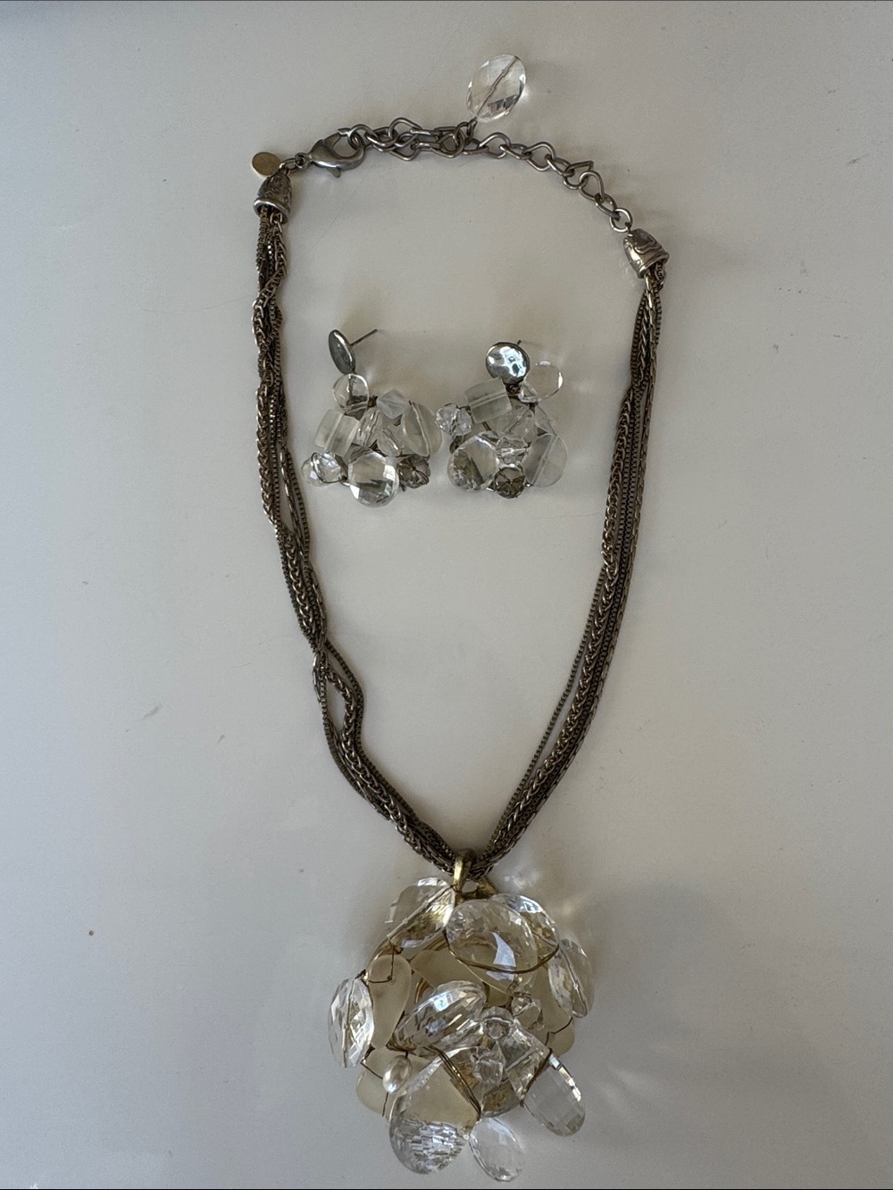 Vintage Chico’s Crystal Cluster Pendant Necklace and Earrings Set - Discontinued